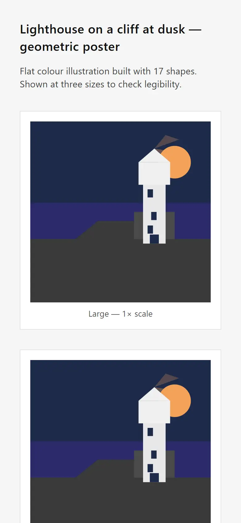 Lighthouse at Dusk — Geometric Poster at 390 px wide