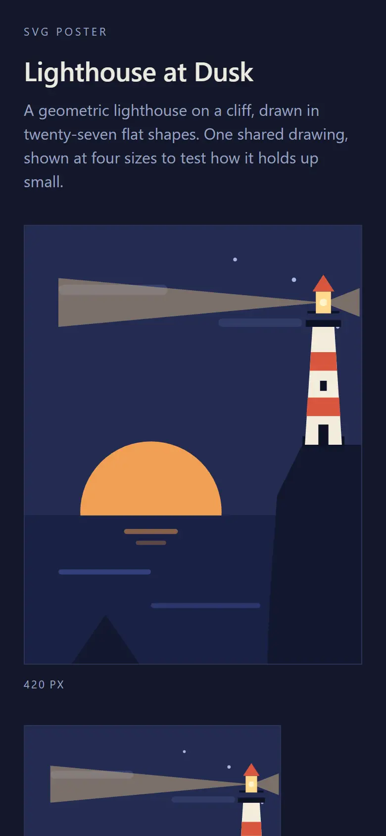 Lighthouse at Dusk — SVG Poster at 390 px wide